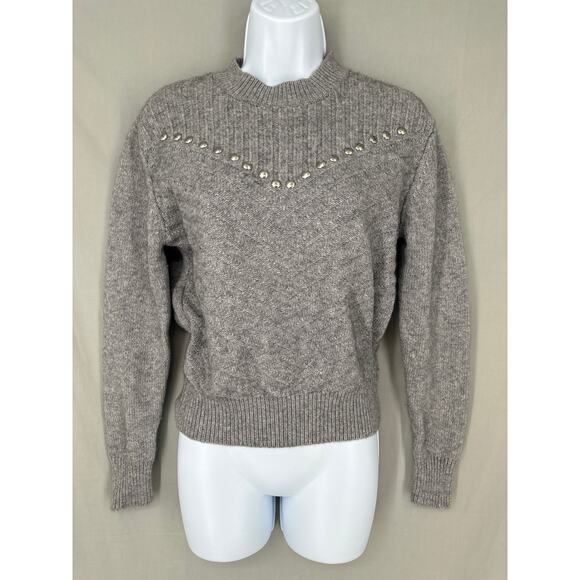 Rebecca Minkoff Sweaters - Rebecca Minkoff Sweater Womens XS Gray Studded Cashmere Wool Pullover Cozy